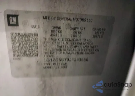 2018 Chevrolet Malibu Lt z USA, uszkodzony, nr VIN 1G1ZD5ST0JF243556